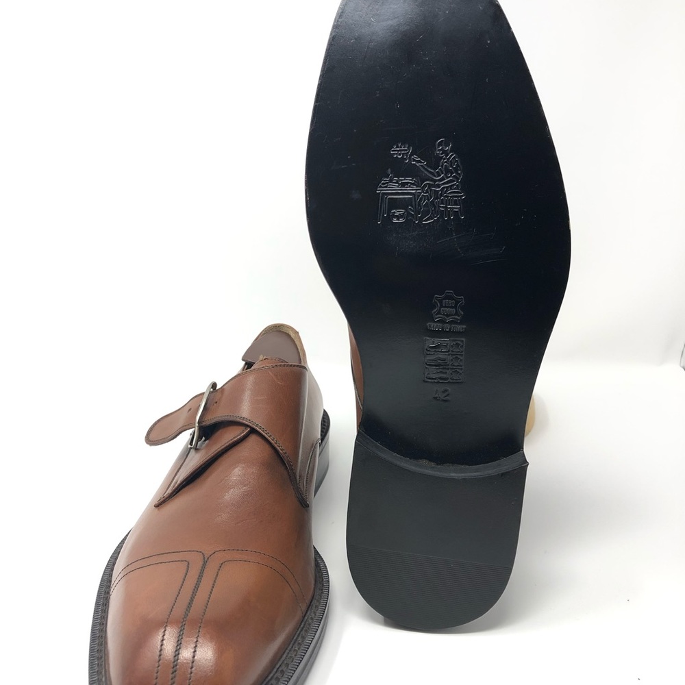 LEONARDO Shoes Firenza Brown Leather Monk Strap